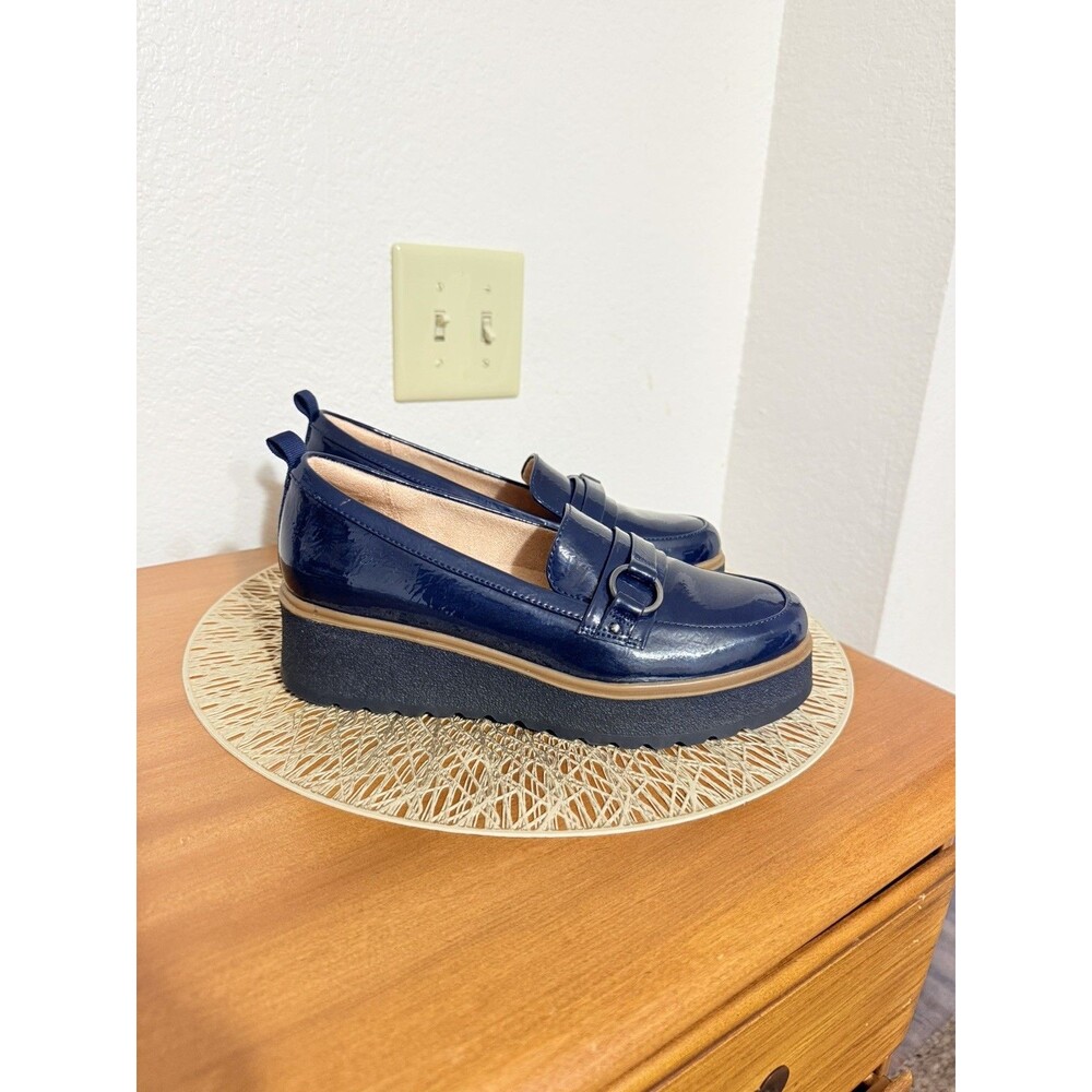 Soul Naturalizer Joyla Navy Blue Patent Platform Lug Sole Loafers Sz 8M